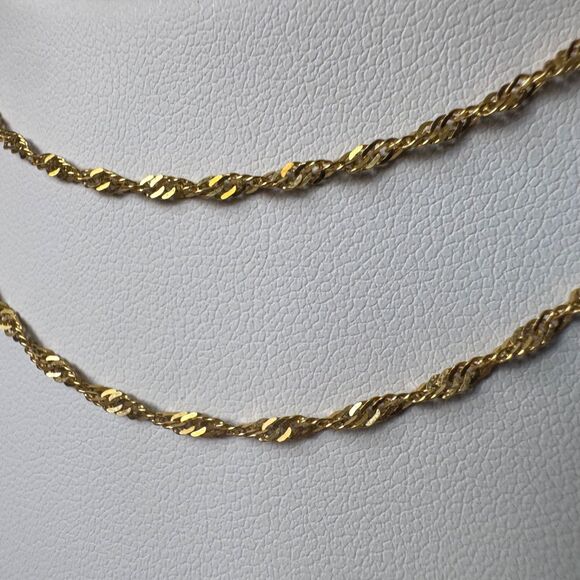 14k Yellow Gold Diamond Cut Singapore Chain 24 Inch 2mm Necklace Vintage 3.2g - Picture 6 of 16